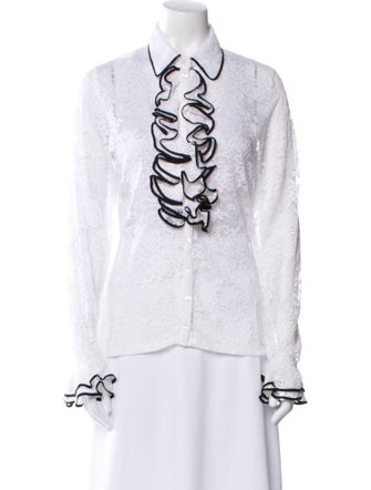 Anne Fontaine V-Neck Long Sleeve Button-Up Top