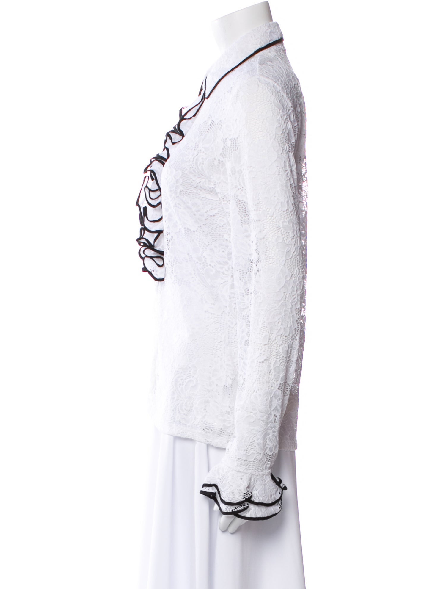 Anne Fontaine V-Neck Long Sleeve Button-Up Top