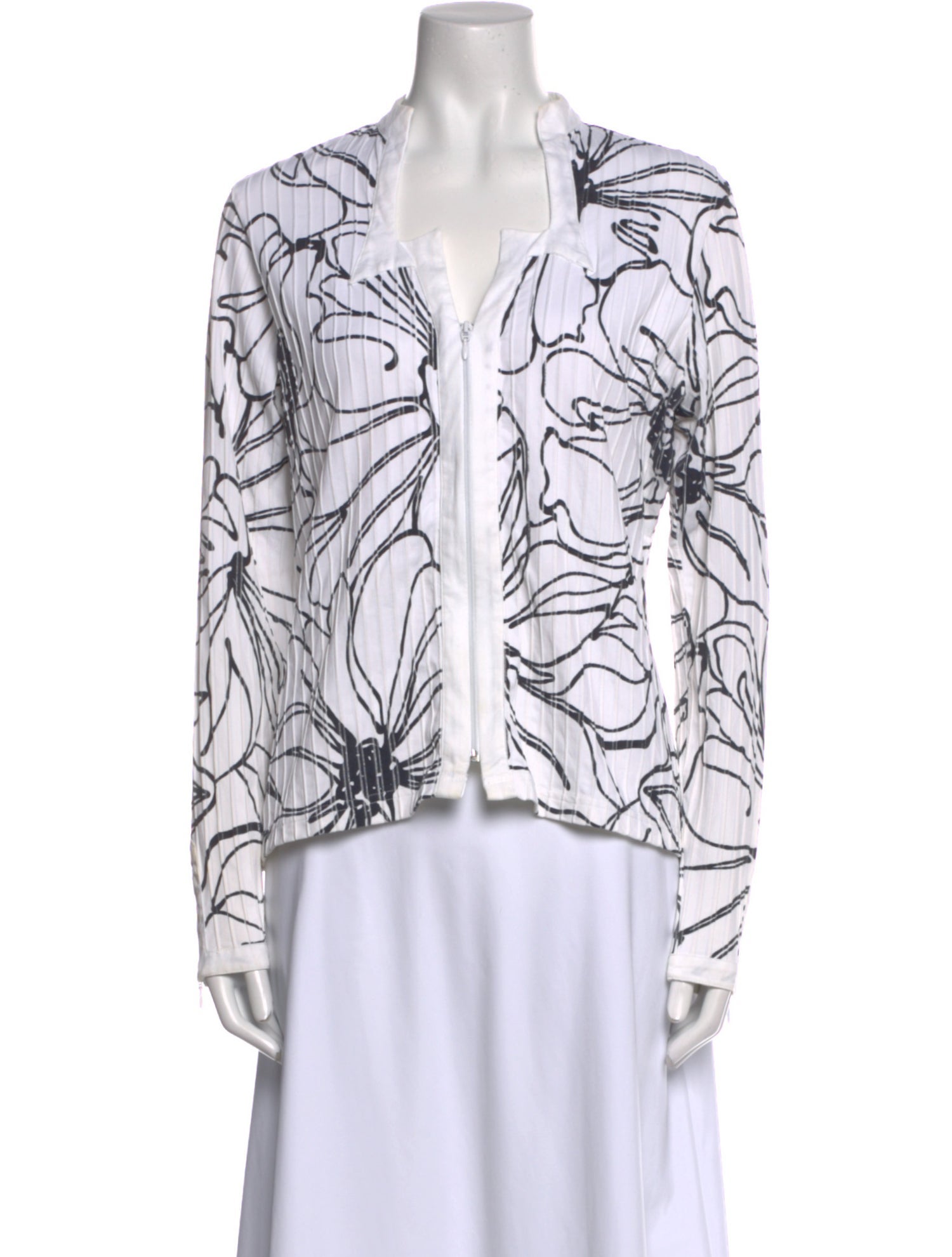 Anne Fontaine Printed V-Neck Button-Up Top