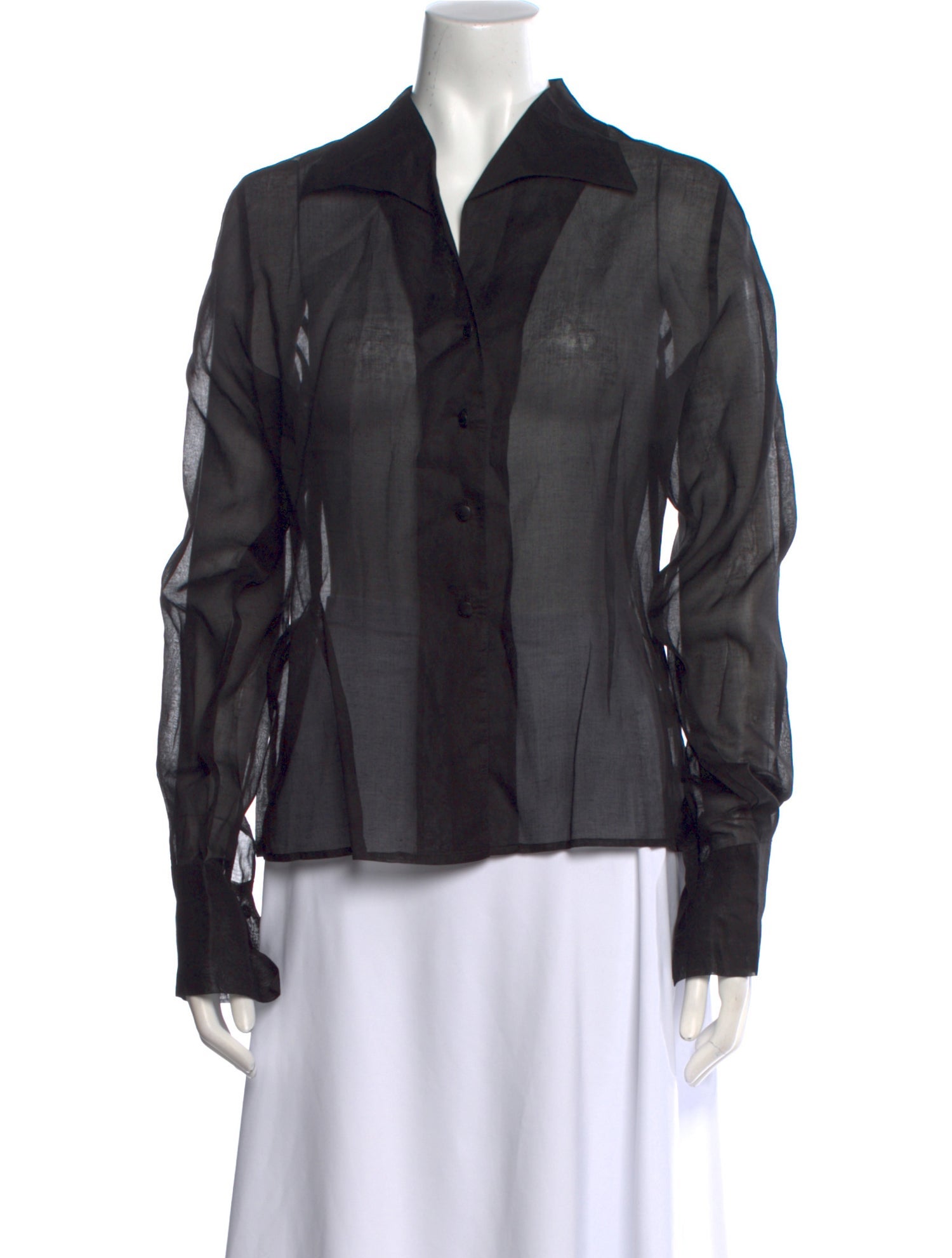 Anne Fontaine Silk Long Sleeve Button-Up Top