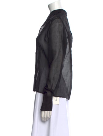 Anne Fontaine Silk Long Sleeve Button-Up Top