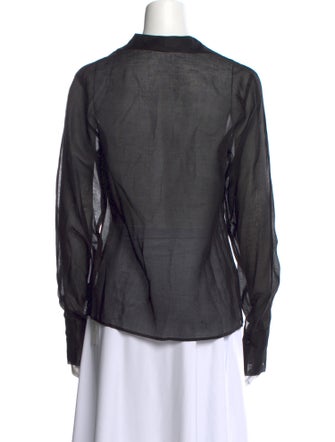 Anne Fontaine Silk Long Sleeve Button-Up Top