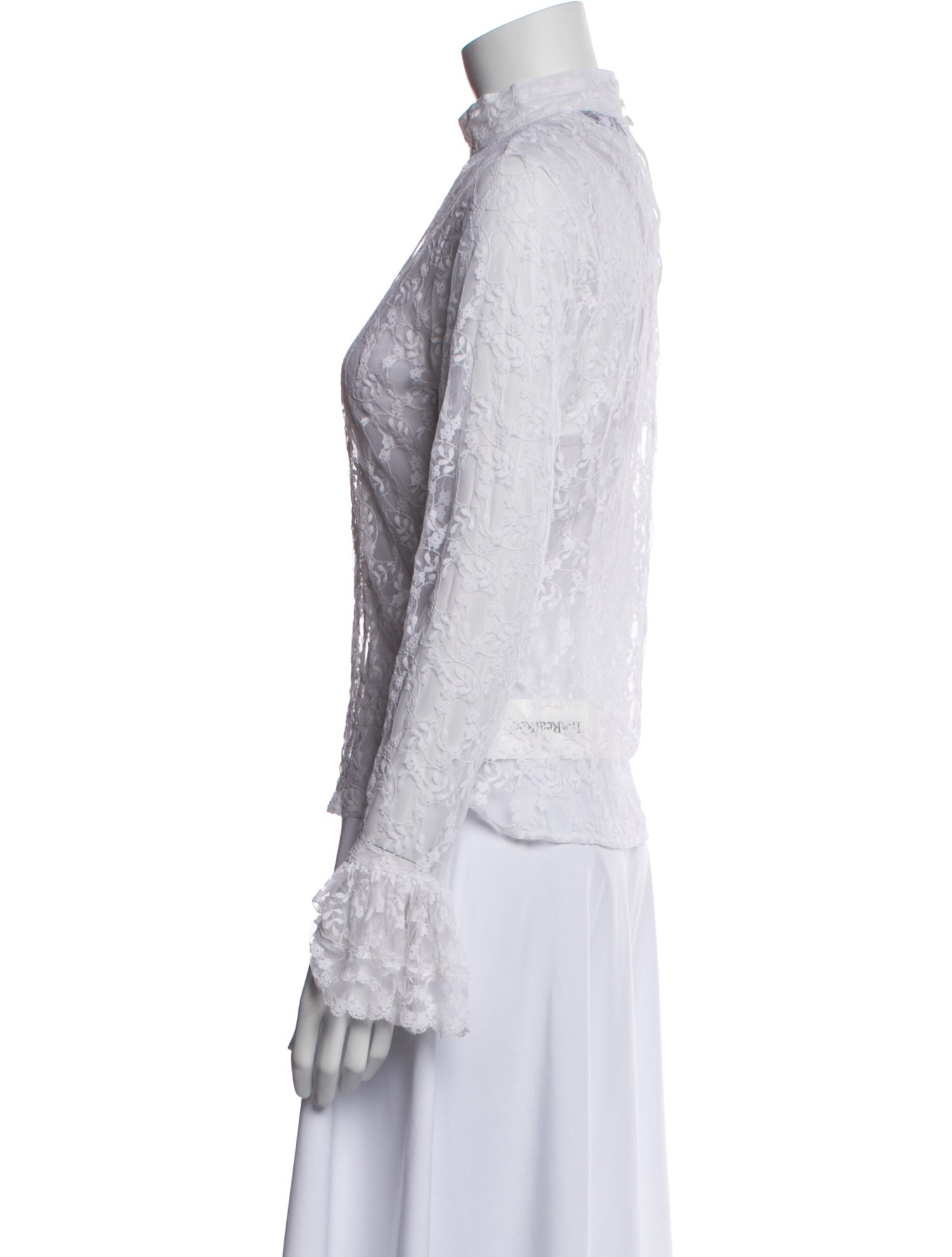 Anne Fontaine Lace Pattern Mock Neck Blouse