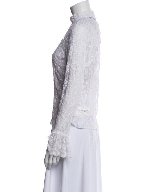Anne Fontaine Lace Pattern Mock Neck Blouse