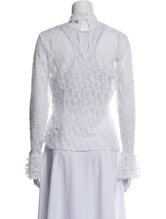 Anne Fontaine Lace Pattern Mock Neck Blouse