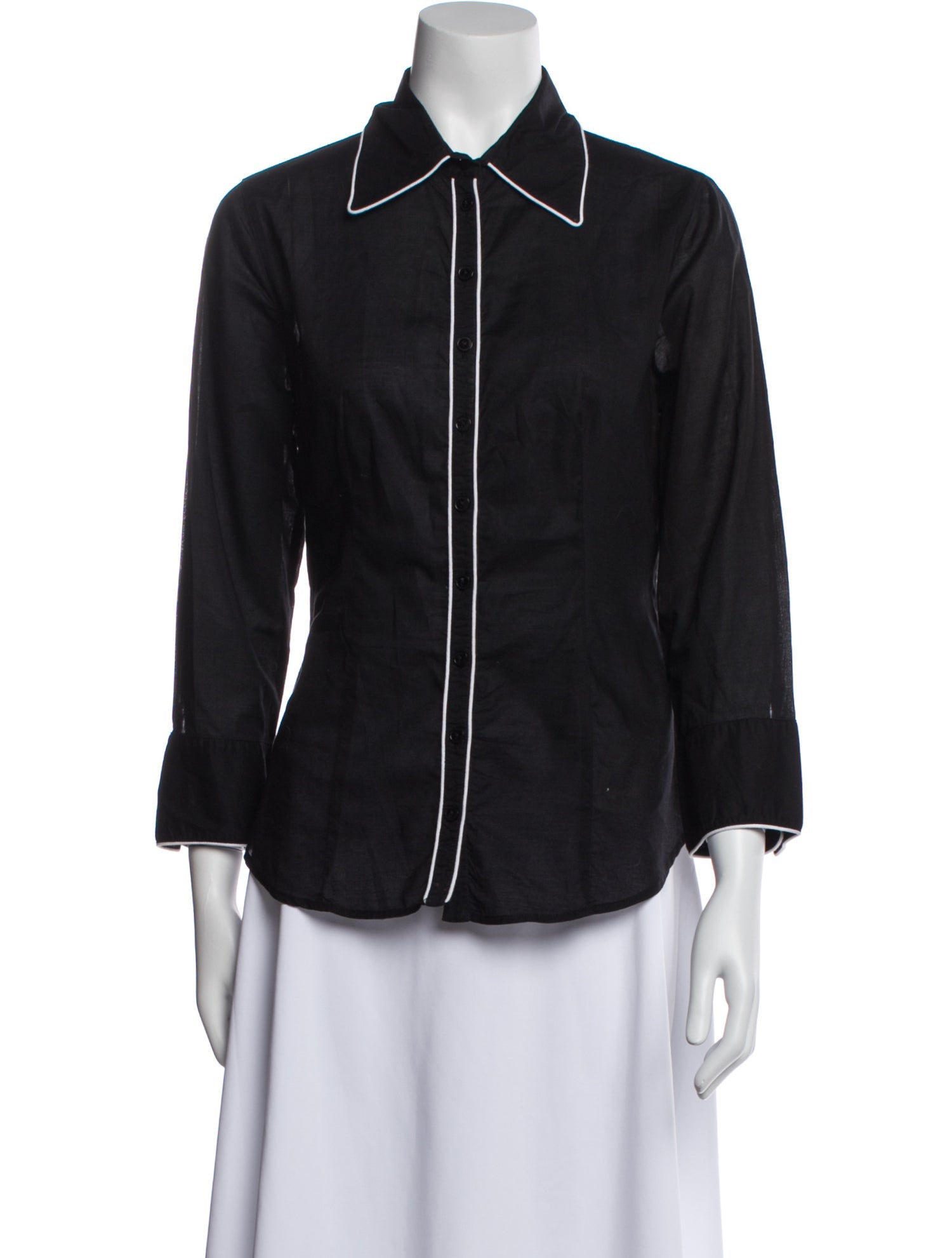 Anne Fontaine Three-Quarter Sleeve Button-Up Top