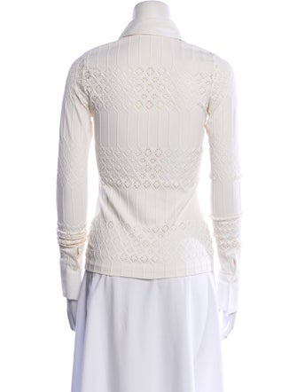 Anne Fontaine Lace Pattern Long Sleeve Button-Up Top