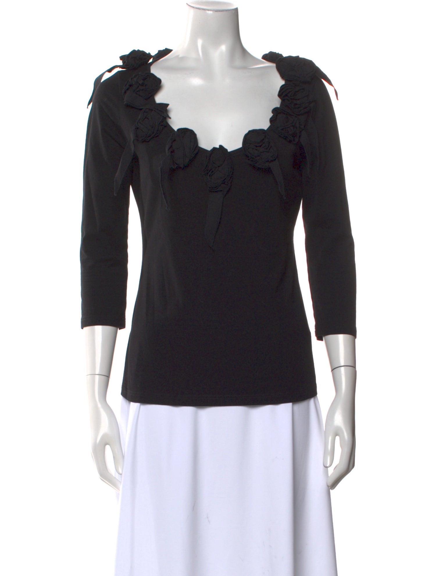 Anne Fontaine Scoop Neck Three-Quarter Sleeve Top