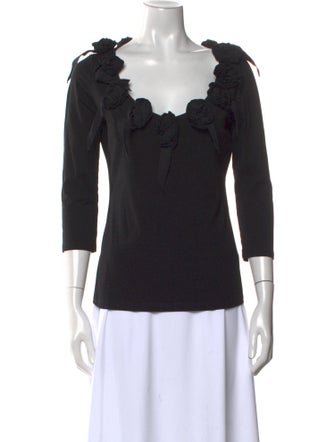 Anne Fontaine Scoop Neck Three-Quarter Sleeve Top