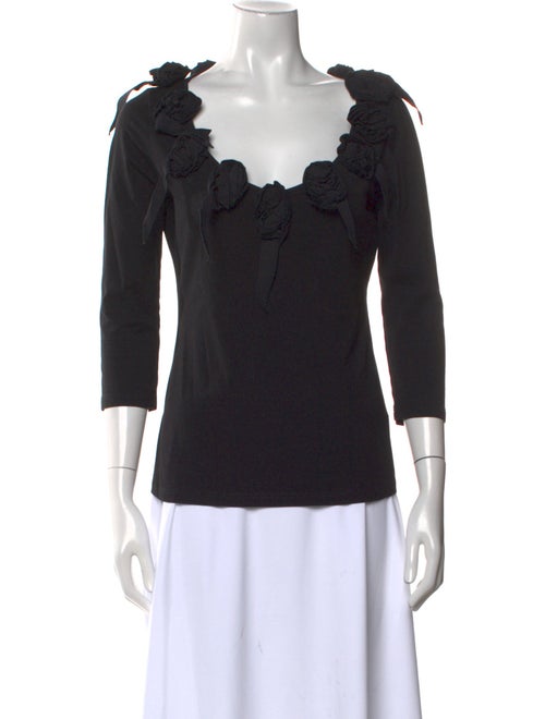 Anne Fontaine Scoop Neck Three-Quarter Sleeve Top