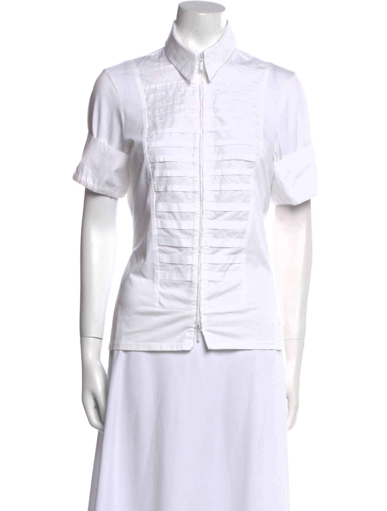 Anne Fontaine Short Sleeve Button-Up Top