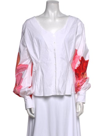 Anne Fontaine V-Neck Long Sleeve Blouse