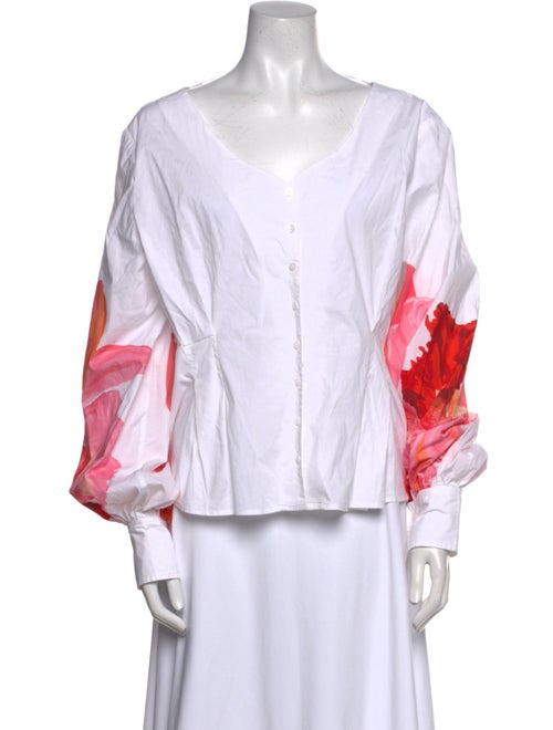 Anne Fontaine V-Neck Long Sleeve Blouse