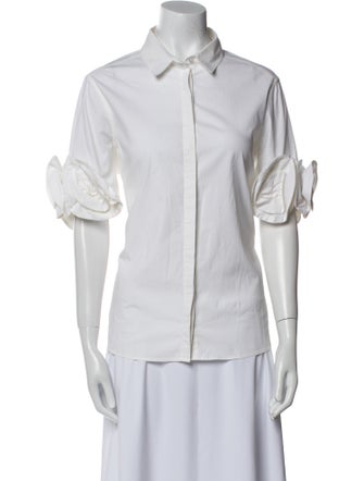 Anne Fontaine Short Sleeve Button-Up Top