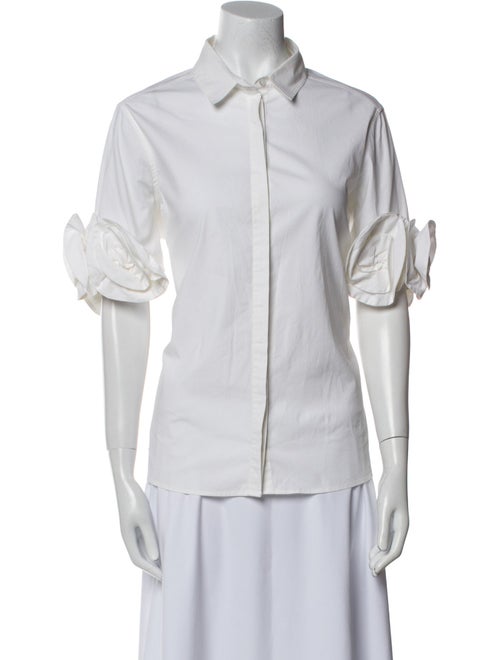 Anne Fontaine Short Sleeve Button-Up Top