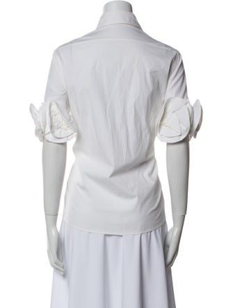 Anne Fontaine Short Sleeve Button-Up Top