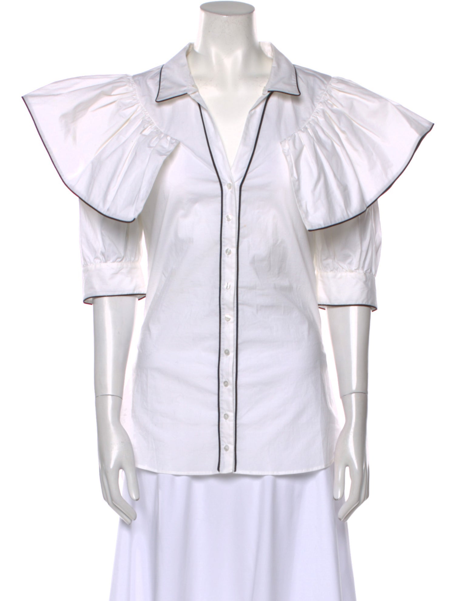 Anne Fontaine Three-Quarter Sleeve Button-Up Top