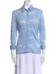 Anne Fontaine Lace Pattern Three-Quarter Sleeve Button-Up Top