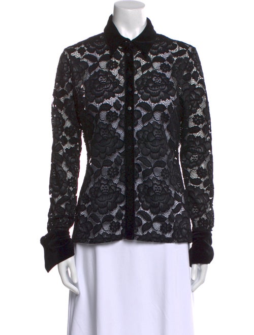 Anne Fontaine Lace Pattern Long Sleeve Button-Up Top