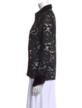 Anne Fontaine Lace Pattern Long Sleeve Button-Up Top