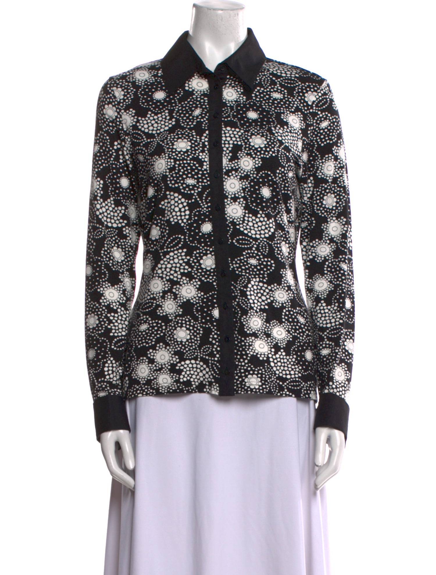 Anne Fontaine Printed Long Sleeve Button-Up Top