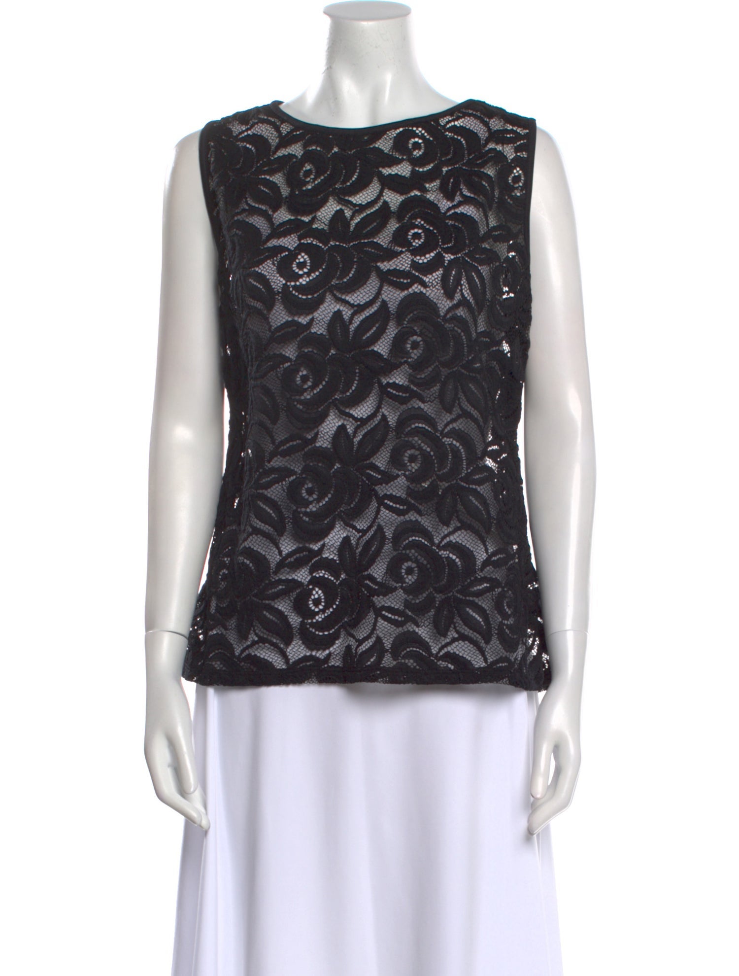Anne Fontaine Lace Pattern Scoop Neck Top