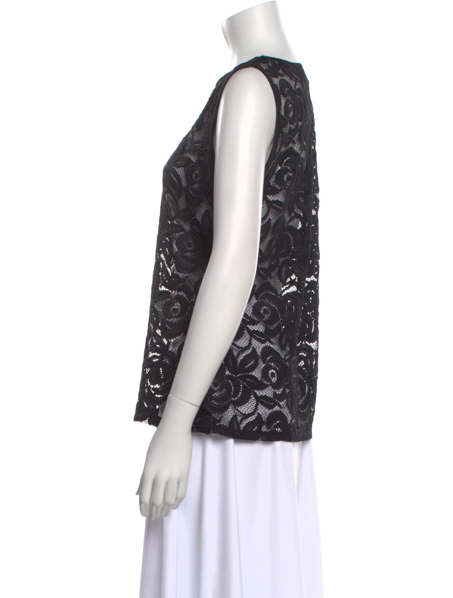 Anne Fontaine Lace Pattern Scoop Neck Top