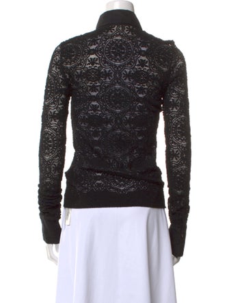 Anne Fontaine Lace Long Sleeve Button-Up Top