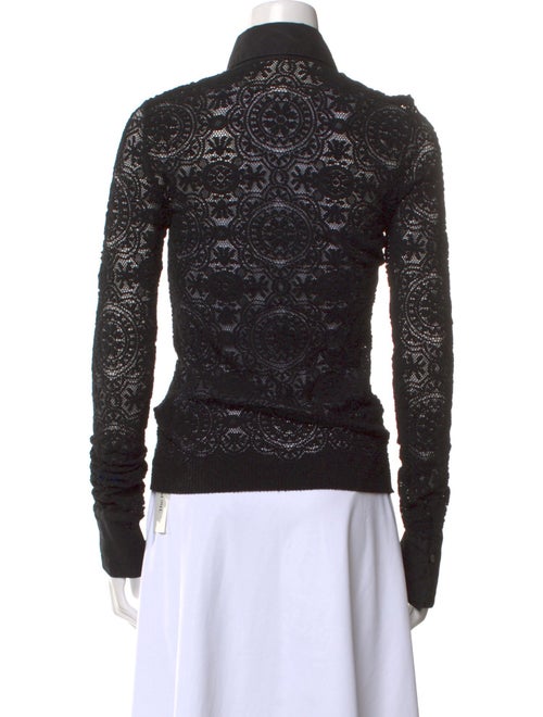 Anne Fontaine Lace Long Sleeve Button-Up Top