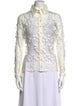 Anne Fontaine Nylon Lace Pattern Button-Up Top