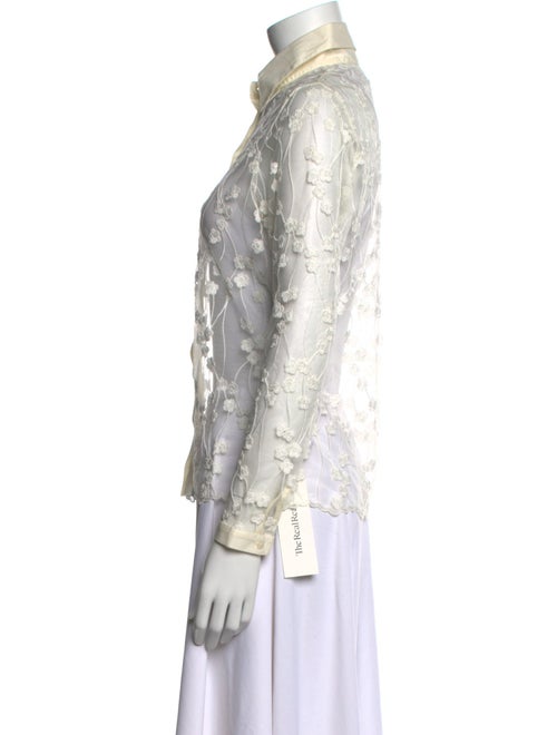 Anne Fontaine Nylon Lace Pattern Button-Up Top