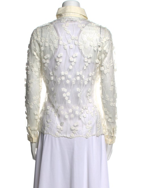 Anne Fontaine Nylon Lace Pattern Button-Up Top