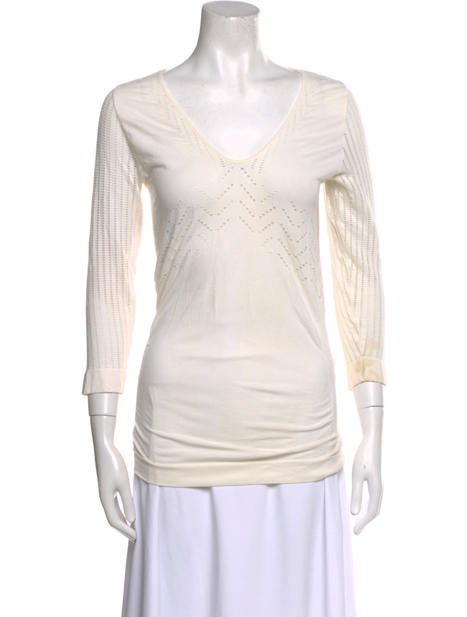 Anne Fontaine V-Neck Three-Quarter Sleeve Top