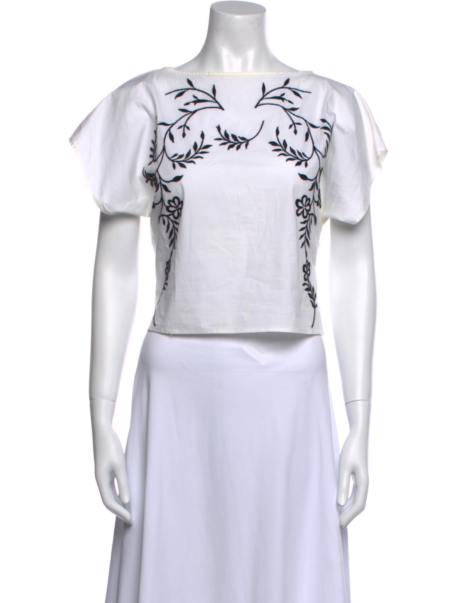 Anne Fontaine Printed Scoop Neck Crop Top