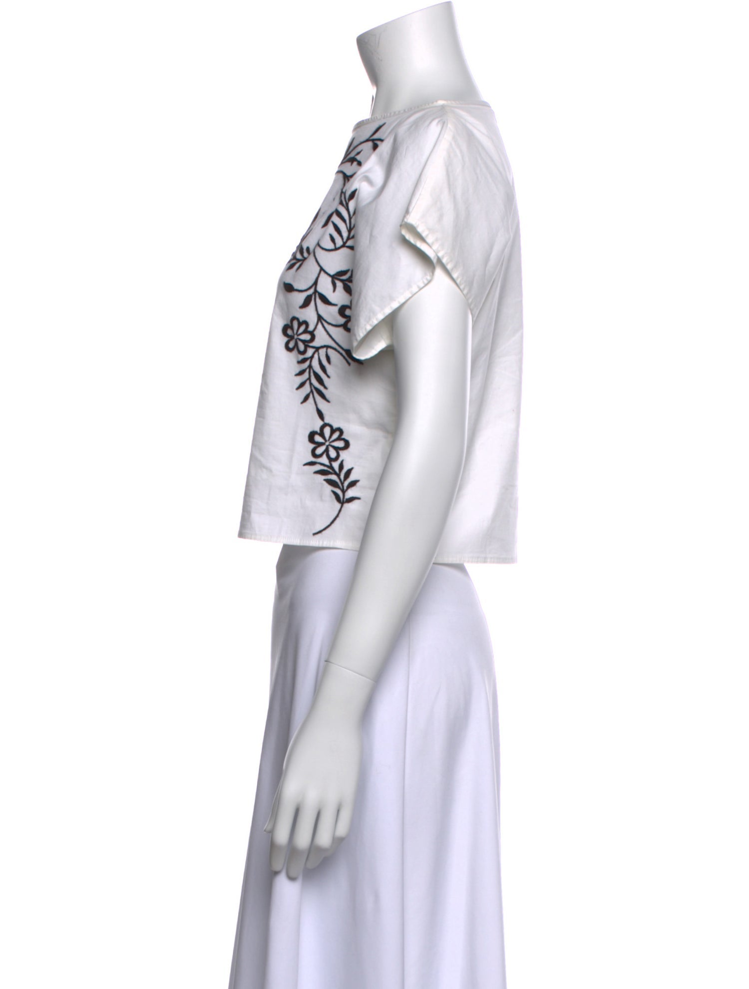 Anne Fontaine Printed Scoop Neck Crop Top