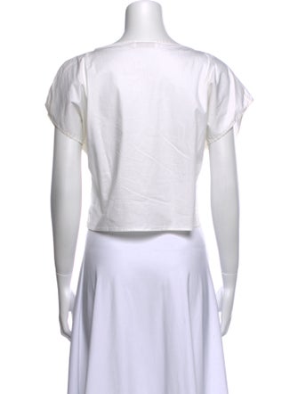 Anne Fontaine Printed Scoop Neck Crop Top