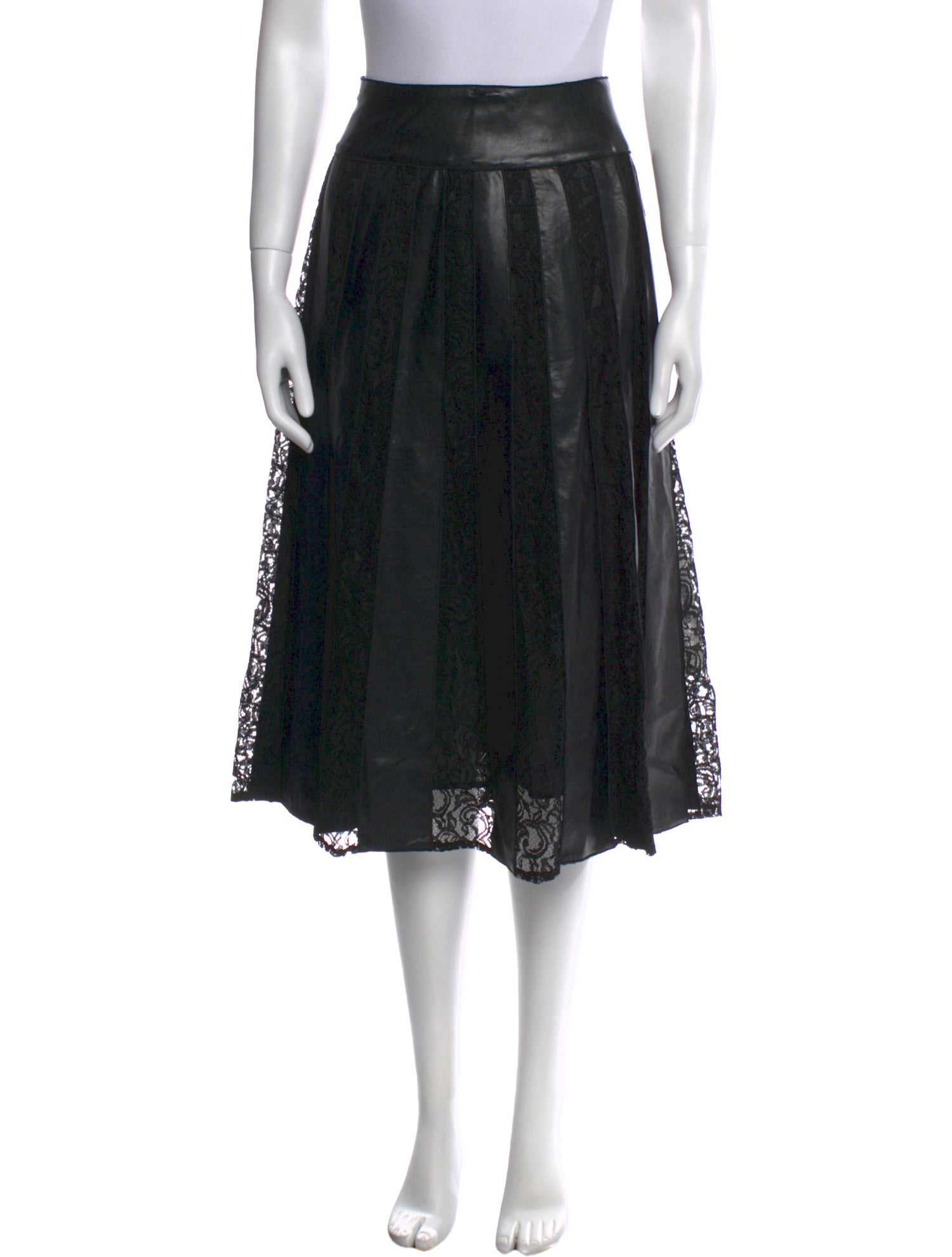 Anne Fontaine Leather Trim Embellishment Knee-Length Skirt w/ Tags