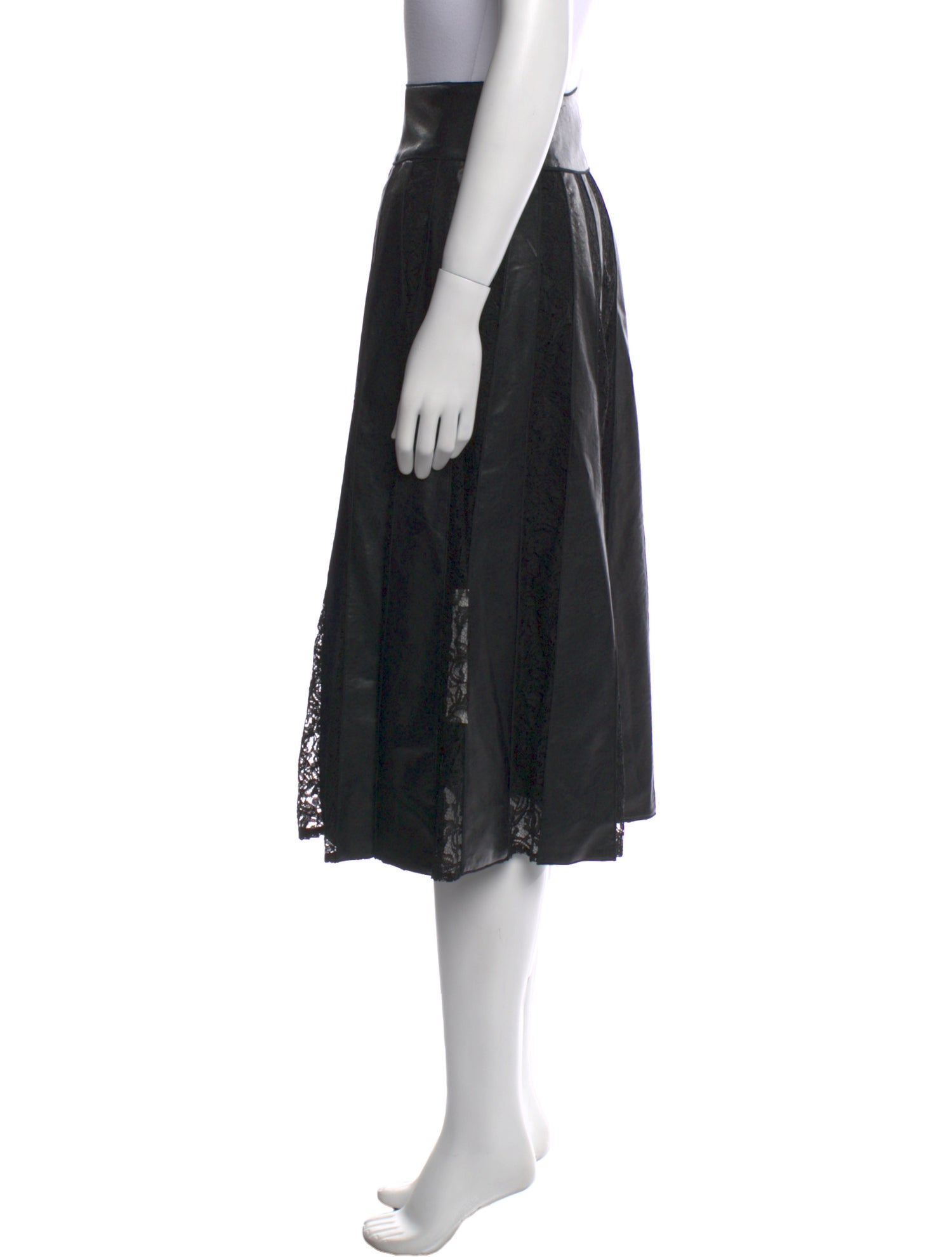 Anne Fontaine Leather Trim Embellishment Knee-Length Skirt w/ Tags