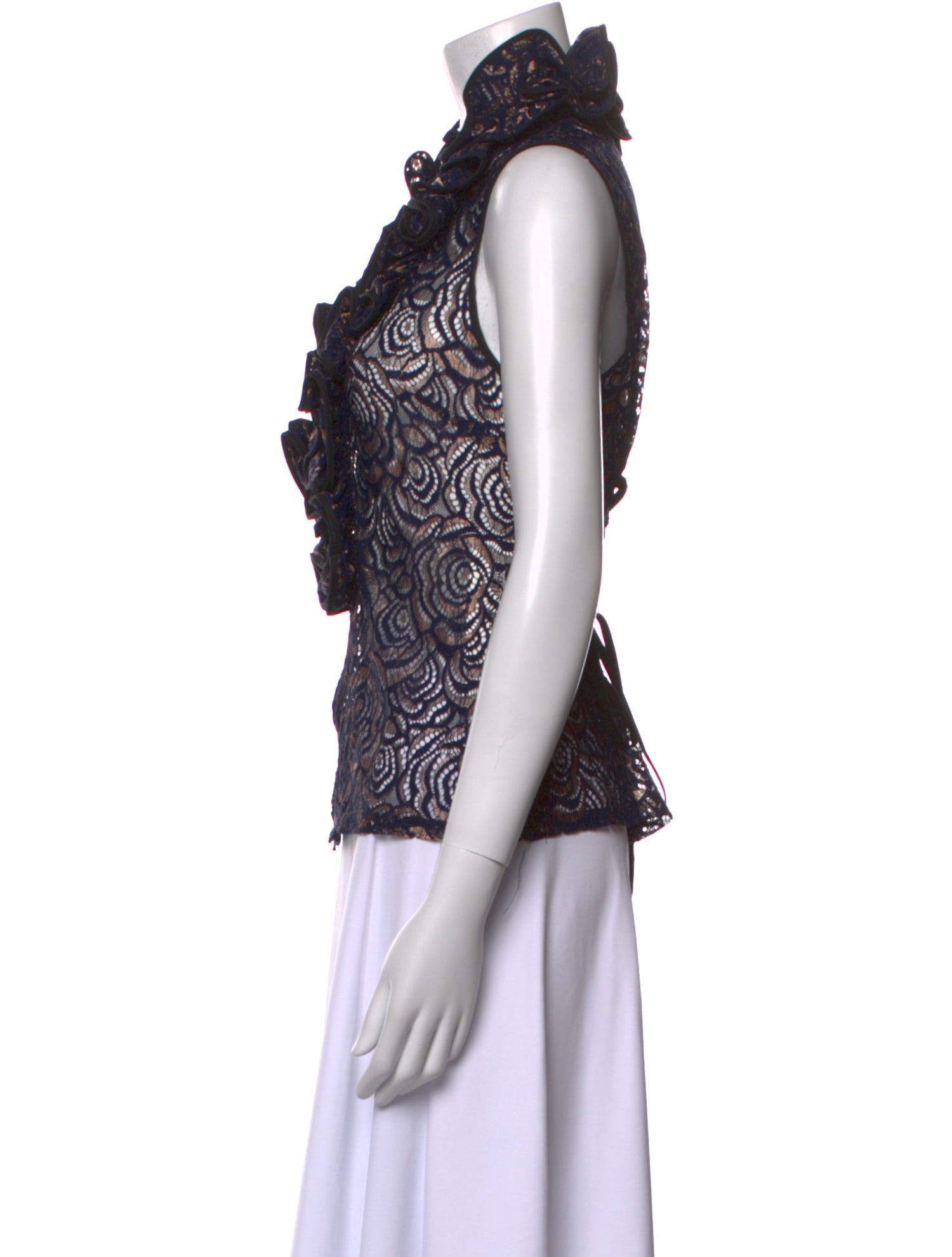 Anne Fontaine Lace Pattern V-Neck Top