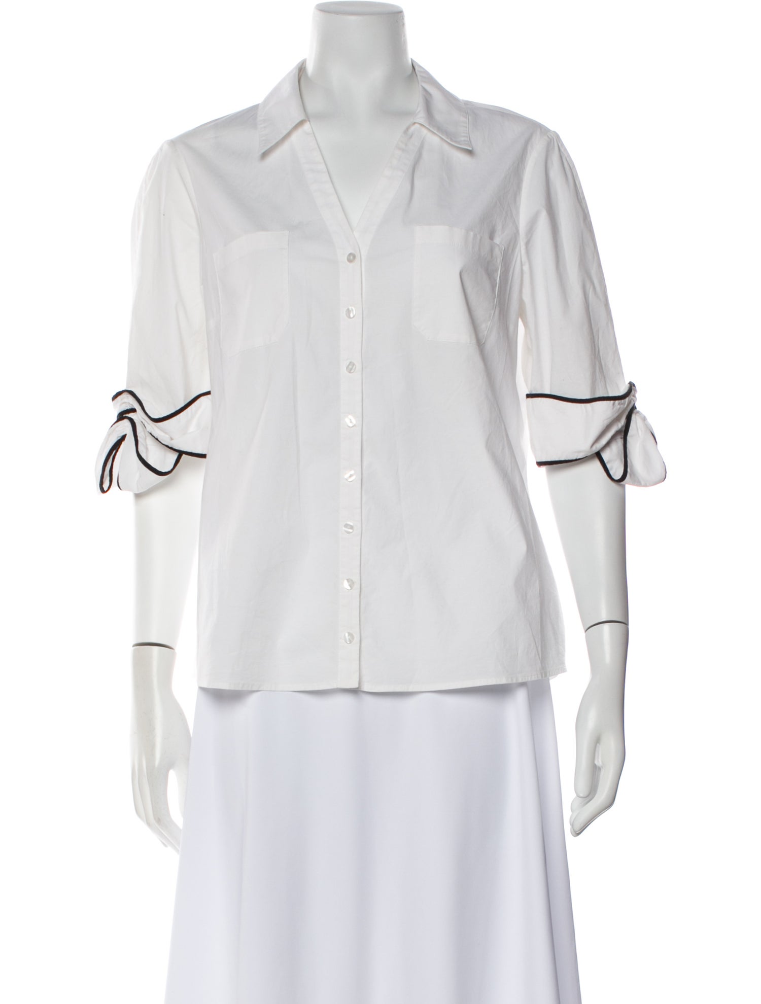 Anne Fontaine Three-Quarter Sleeve Button-Up Top