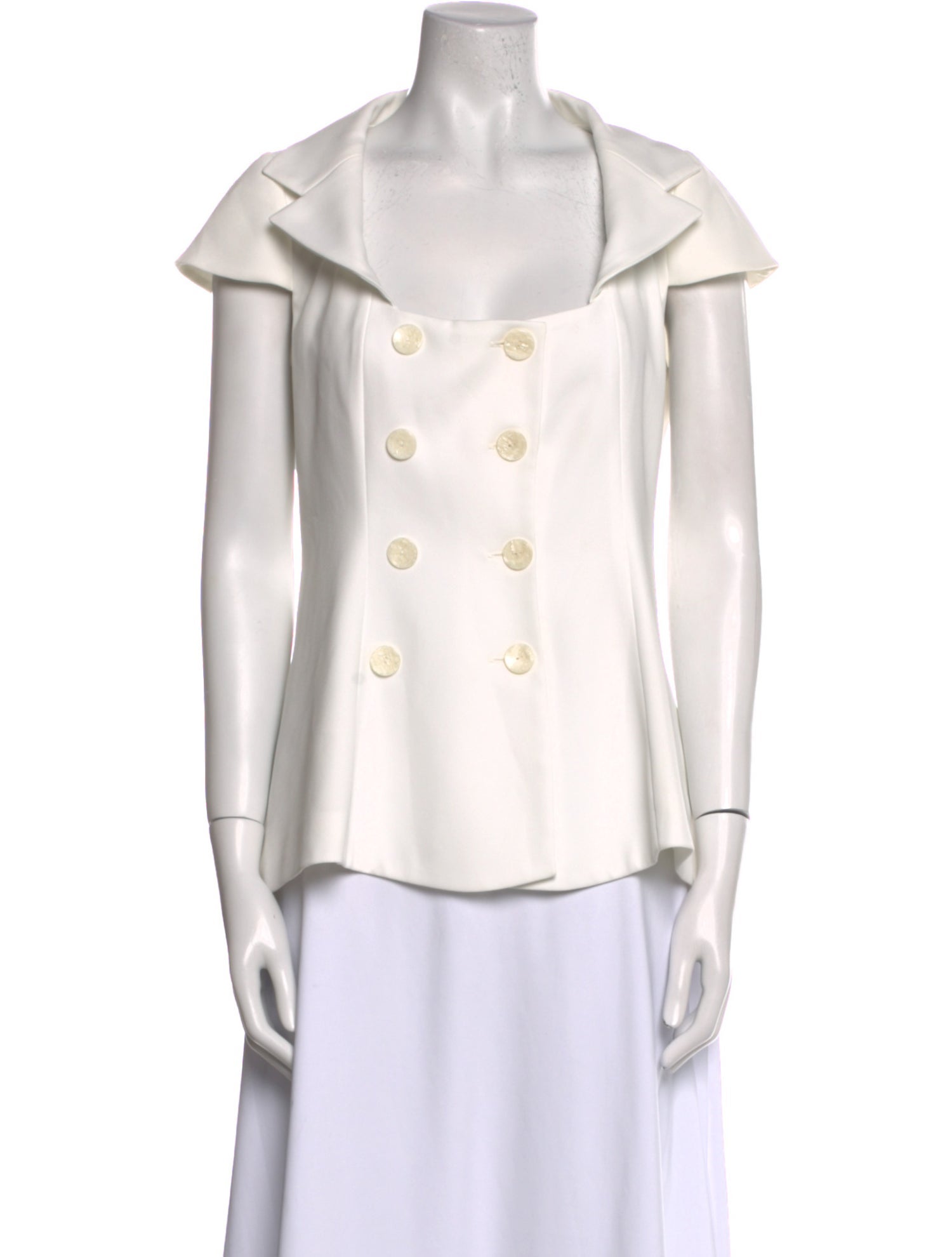 Anne Fontaine Square Neckline Short Sleeve Button-Up Top