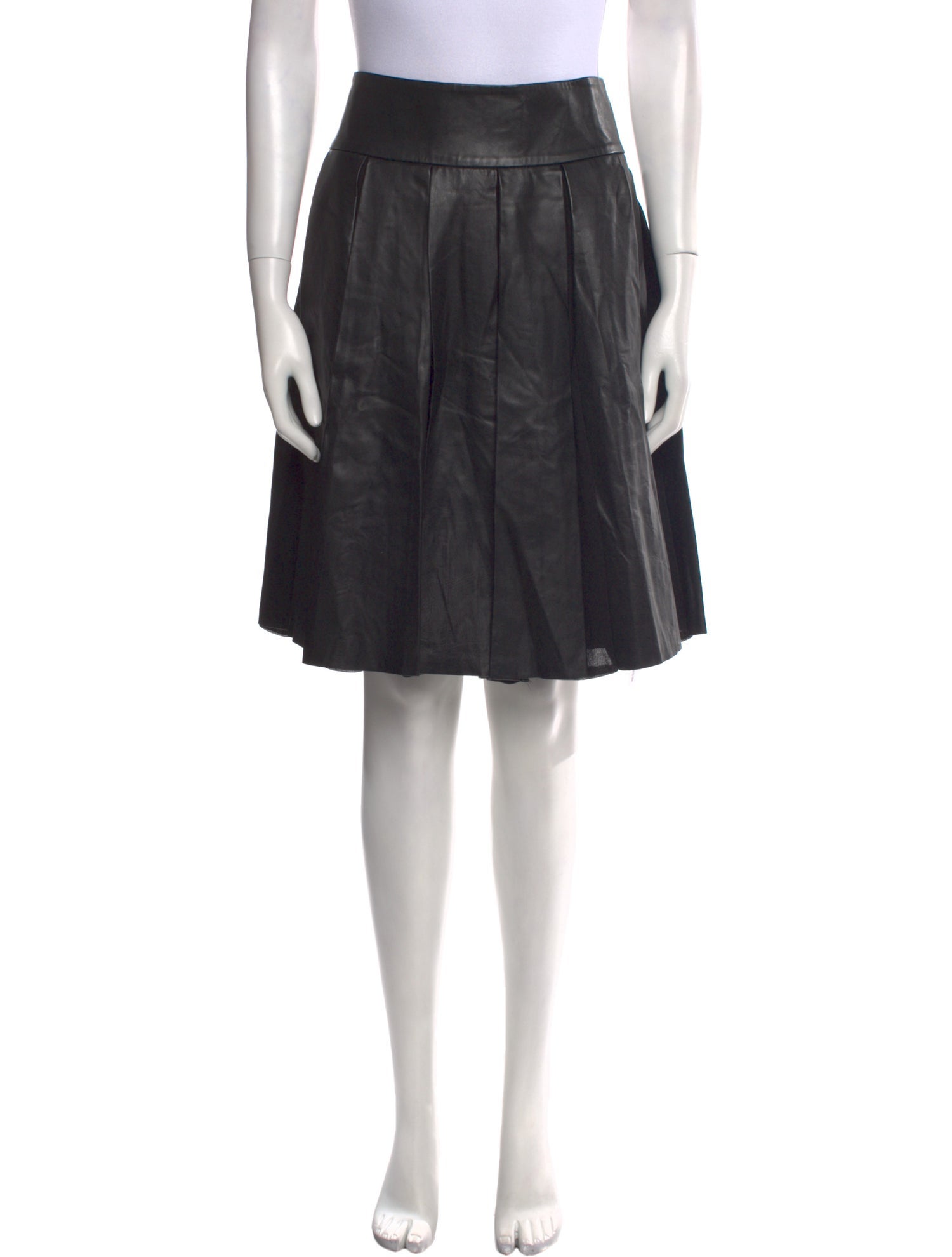 Anne Fontaine Goat Leather Knee-Length Skirt w/ Tags