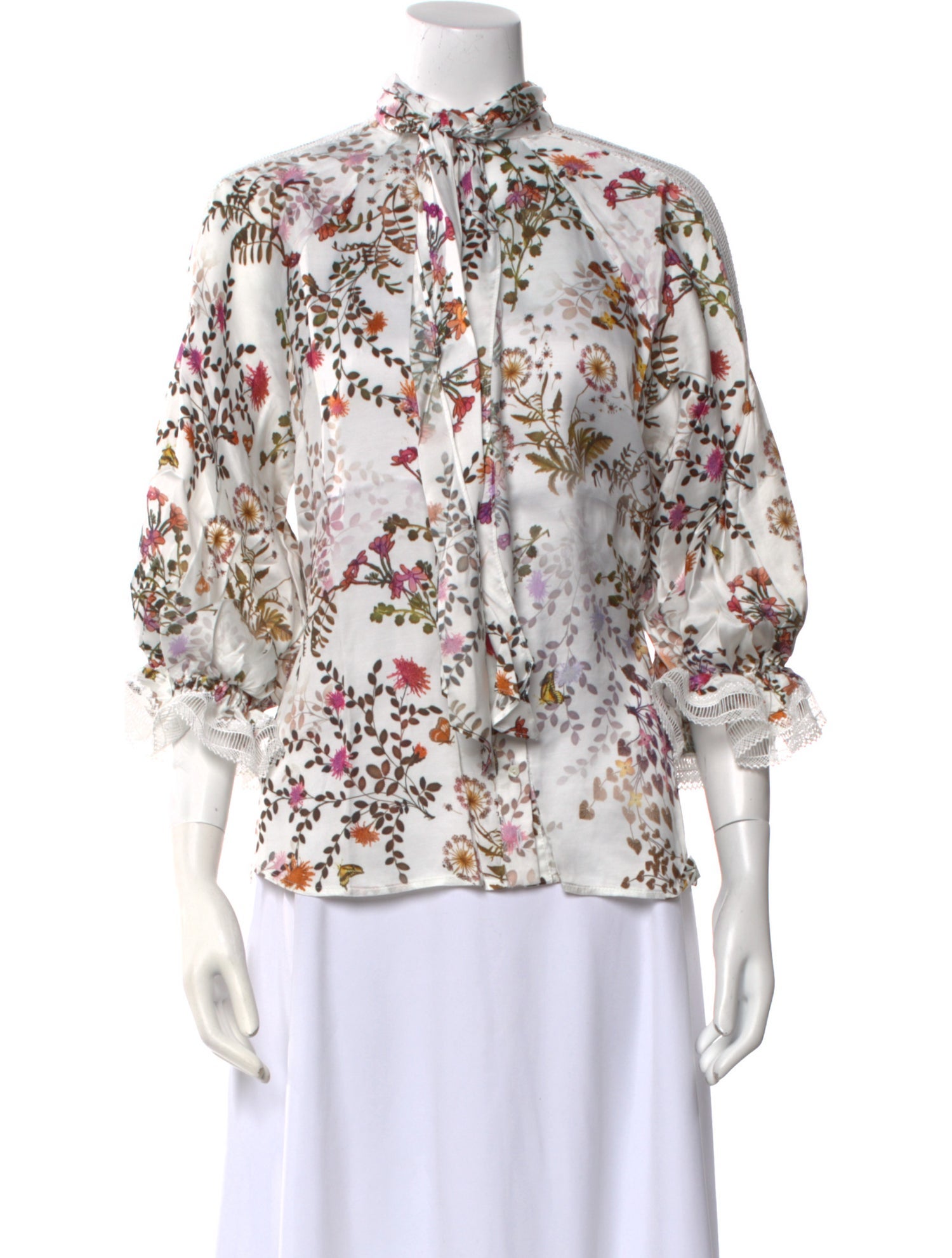 Anne Fontaine Floral Print Mock Neck Blouse w/ Tags