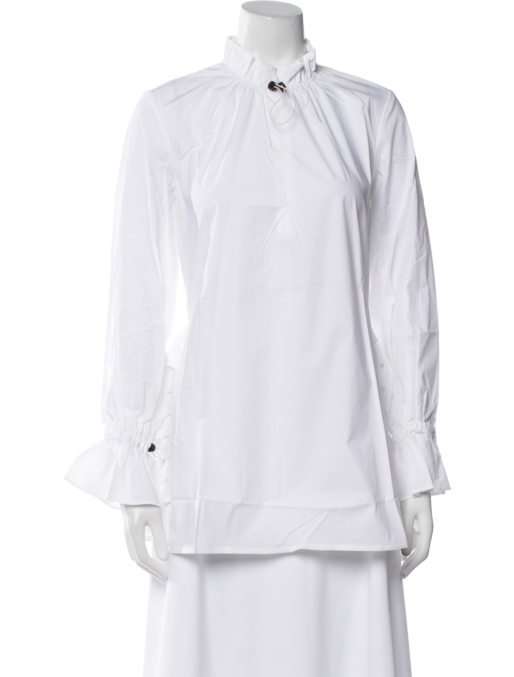 Anne Fontaine Mock Neck Long Sleeve Button-Up Top w/ Tags