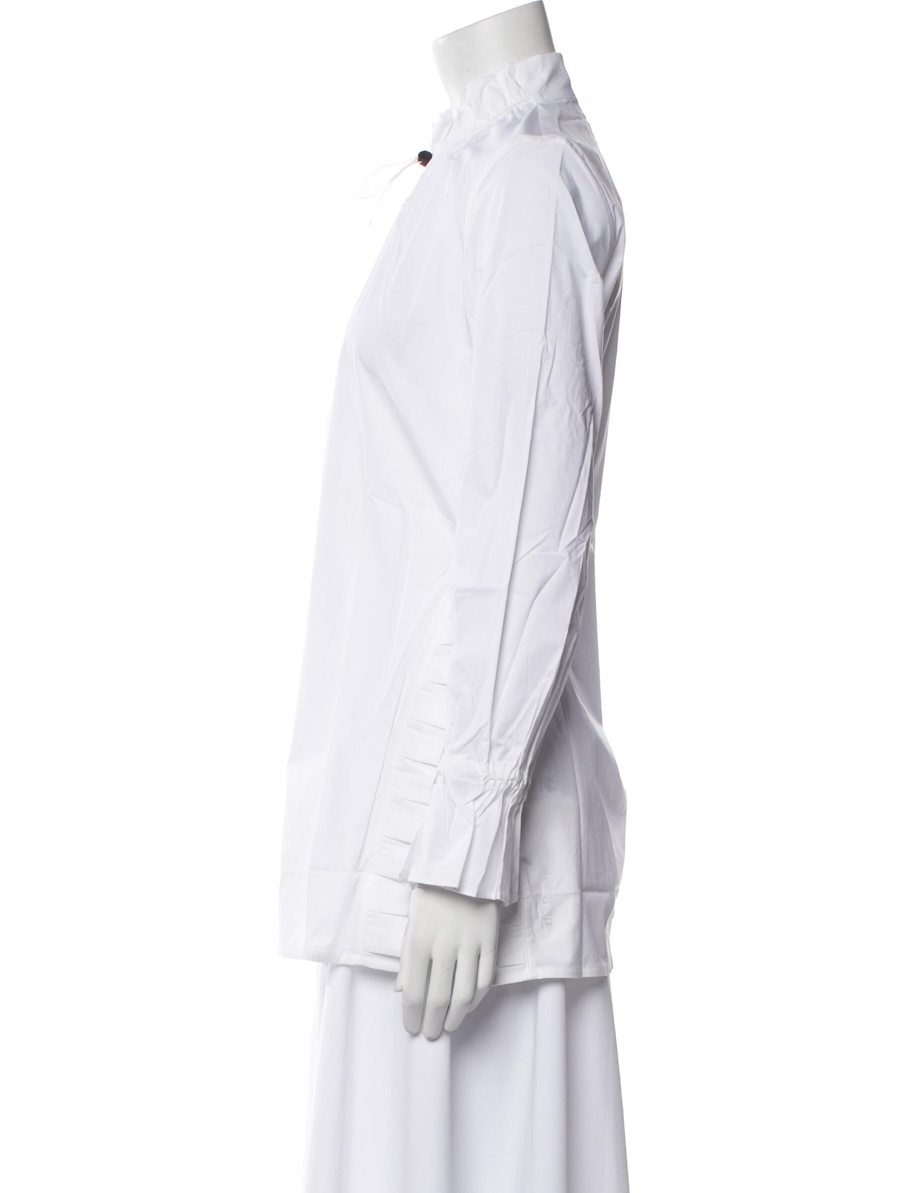 Anne Fontaine Mock Neck Long Sleeve Button-Up Top w/ Tags