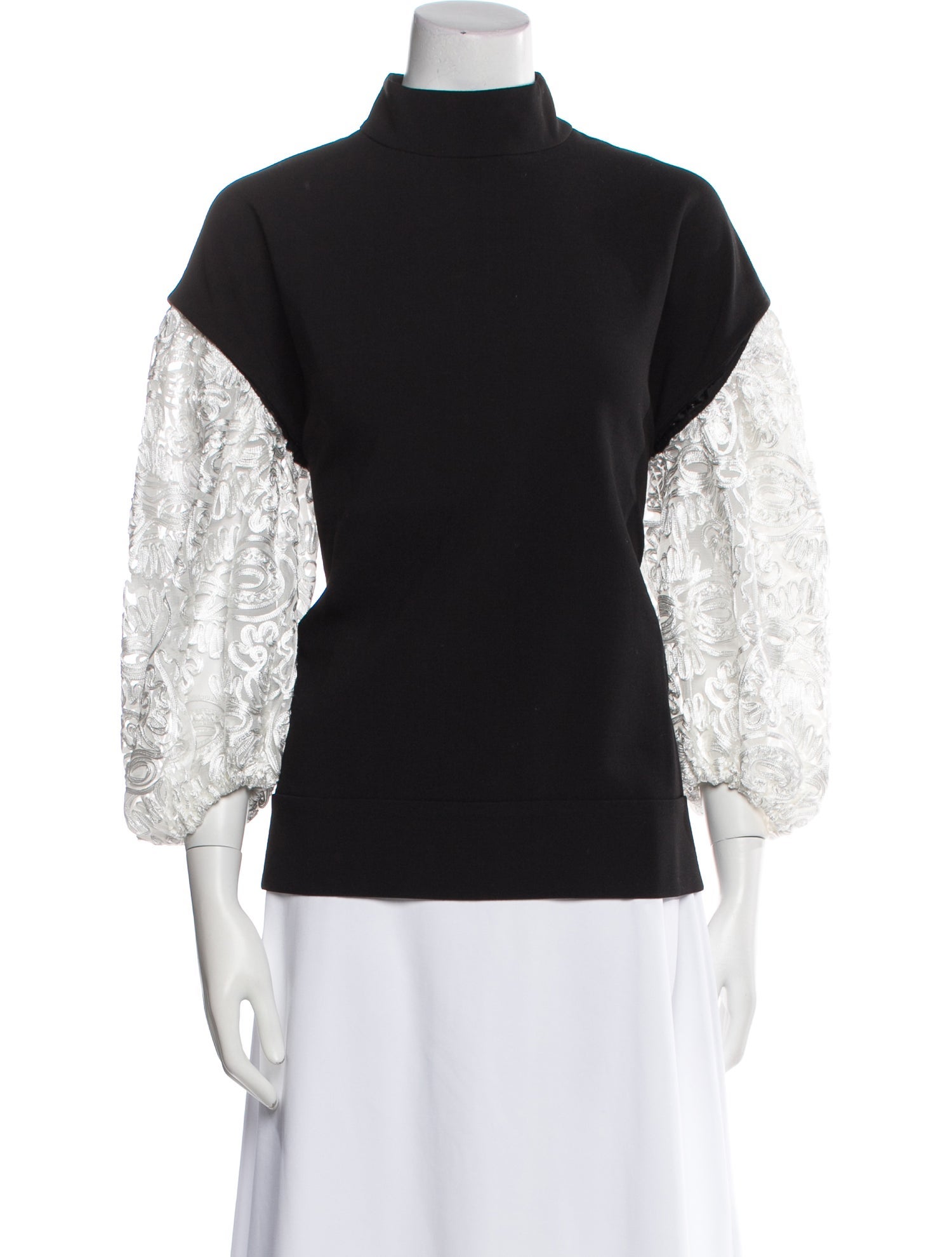 Anne Fontaine Mock Neck Three-Quarter Sleeve Sweatshirt w/ Tags