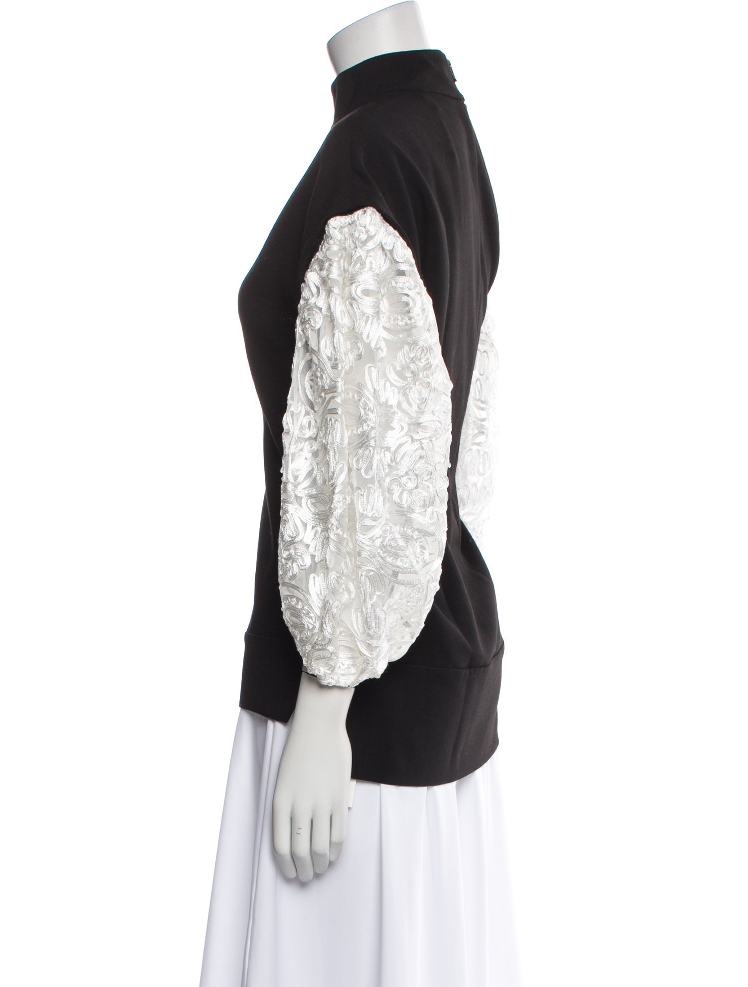 Anne Fontaine Mock Neck Three-Quarter Sleeve Sweatshirt w/ Tags