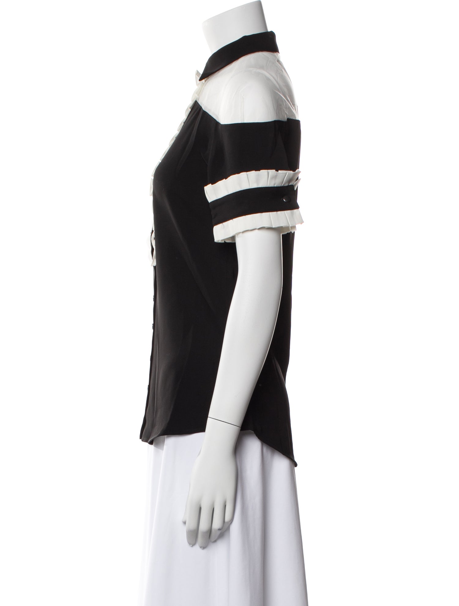 Anne Fontaine Short Sleeve Button-Up Top