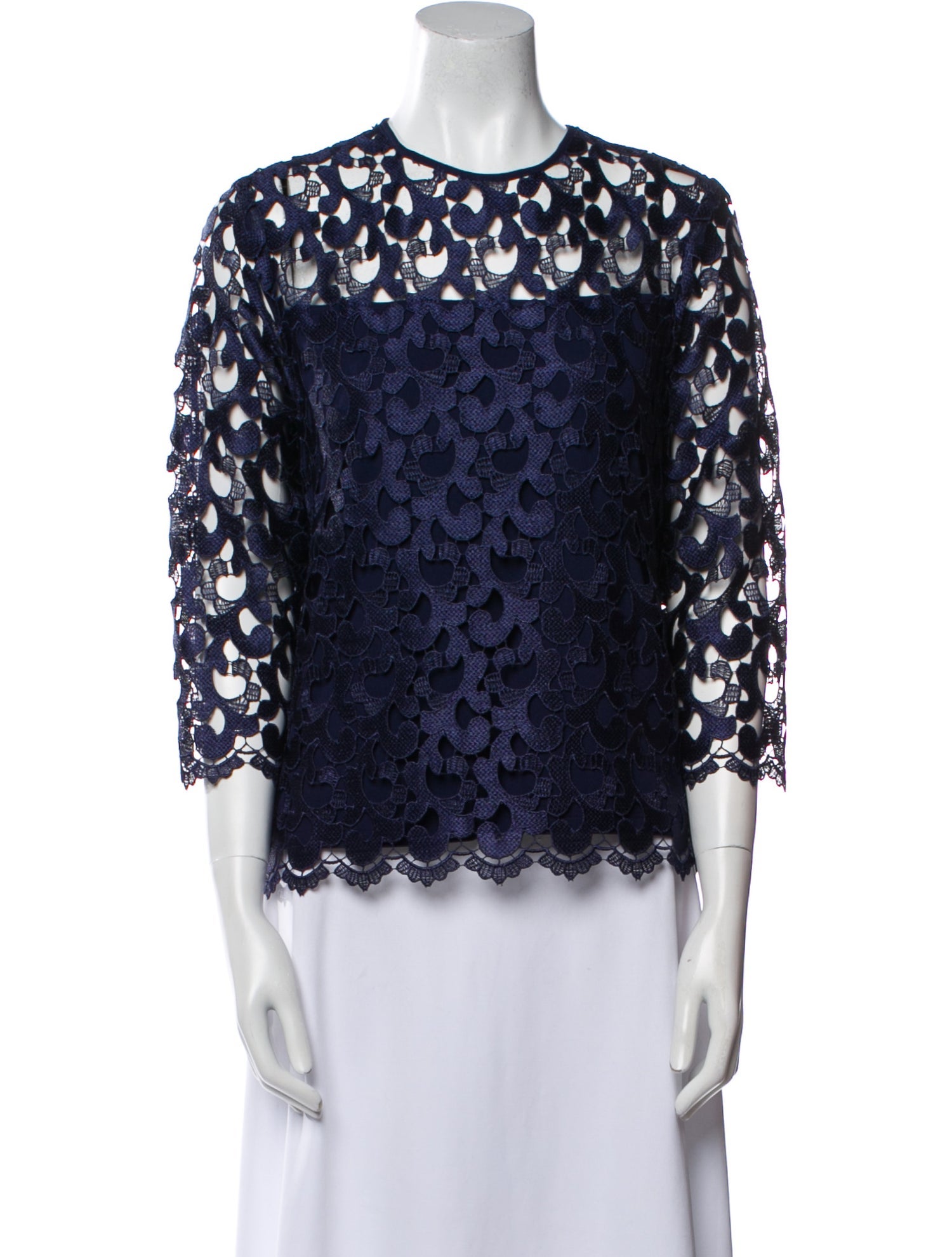 Anne Fontaine Lace Pattern Crew Neck Blouse w/ Tags