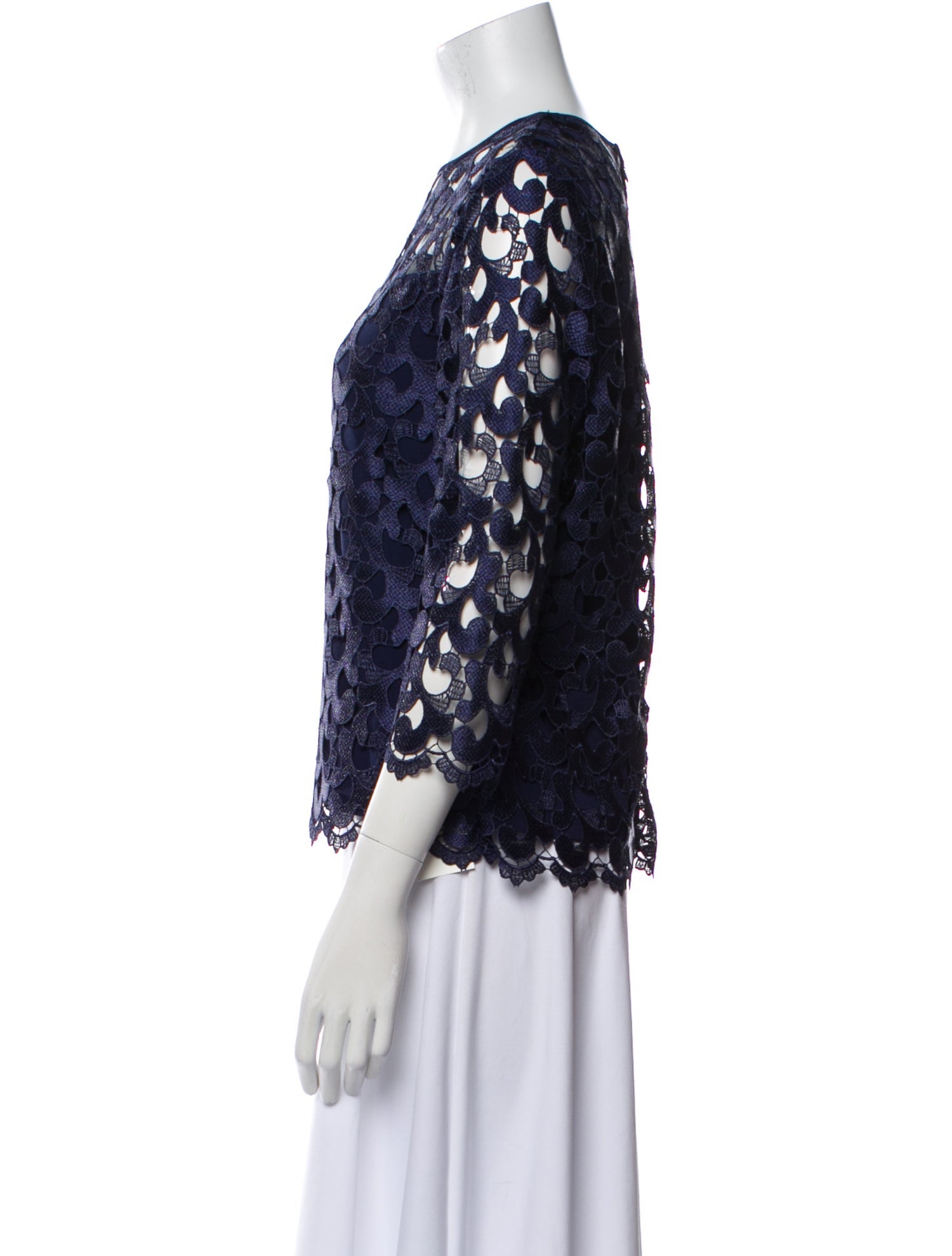 Anne Fontaine Lace Pattern Crew Neck Blouse w/ Tags